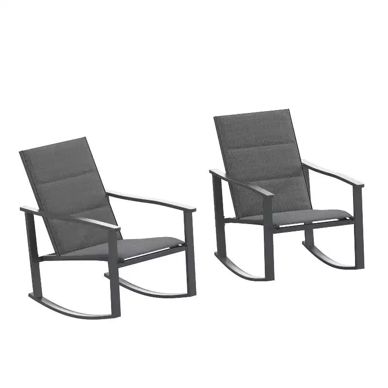 Flash Furniture Brazos Set of 2 Outdoor Rocking Chairs with Flex Comfort Material and Metal Frame