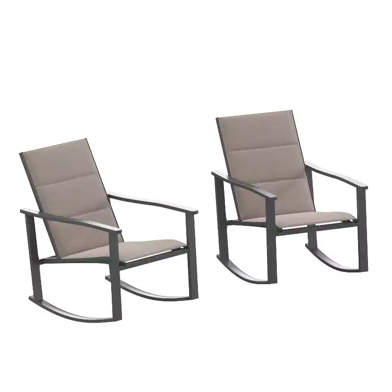 Flash Furniture Brazos, set di 2 sedie a dondolo da esterno con materiale Flex Comfort e telaio in metallo