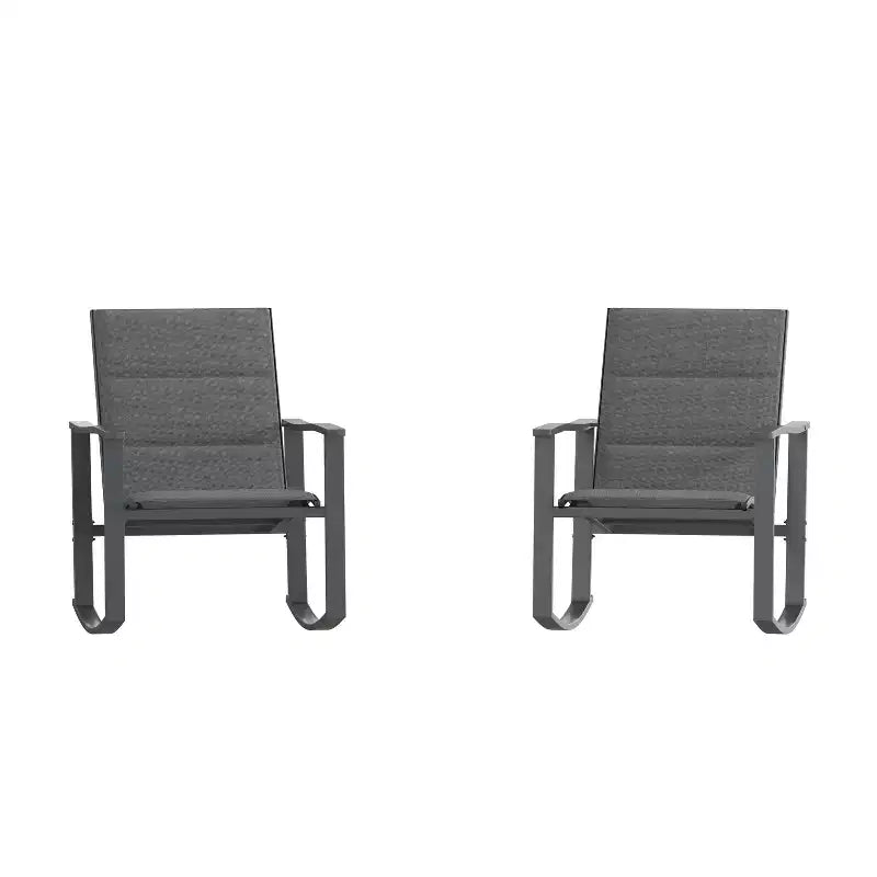 Merrick Lane Set of 2 Flex Comfort Outdoor Rocking Chairs with Steel Frames
