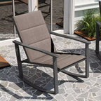 Merrick Lane Set of 2 Flex Comfort Outdoor Rocking Chairs with Steel Frames
