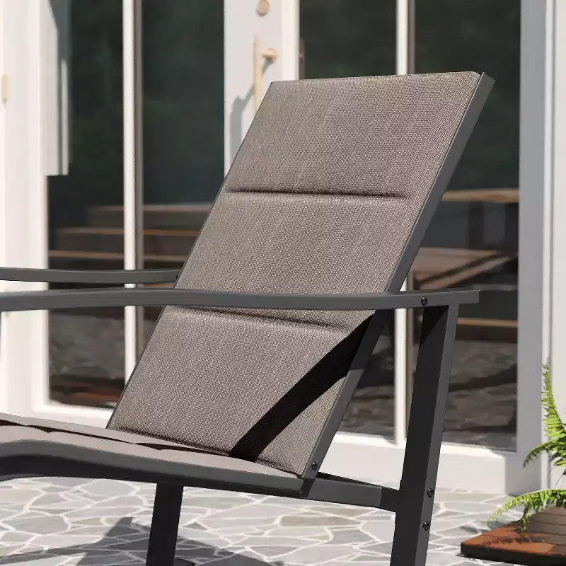 Merrick Lane Set of 2 Flex Comfort Outdoor Rocking Chairs with Steel Frames