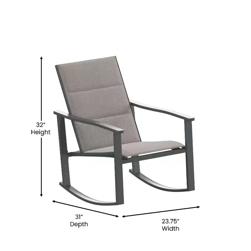 Merrick Lane Set of 2 Flex Comfort Outdoor Rocking Chairs with Steel Frames