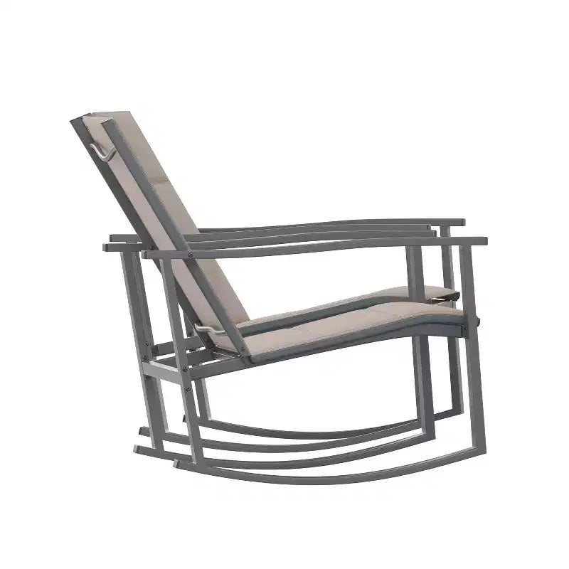 Merrick Lane Set of 2 Flex Comfort Outdoor Rocking Chairs with Steel Frames