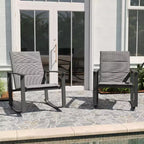 Merrick Lane Set of 2 Flex Comfort Outdoor Rocking Chairs with Steel Frames