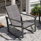 Merrick Lane Set of 2 Flex Comfort Outdoor Rocking Chairs with Steel Frames