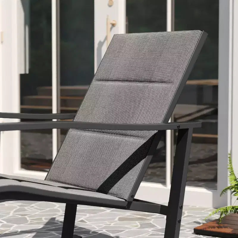 Merrick Lane Set of 2 Flex Comfort Outdoor Rocking Chairs with Steel Frames