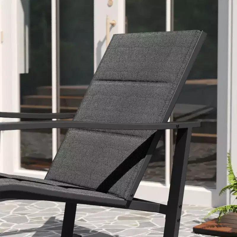 Merrick Lane Set of 2 Flex Comfort Outdoor Rocking Chairs with Steel Frames