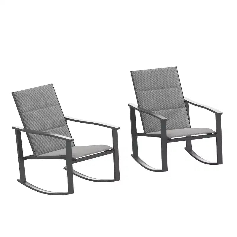 Merrick Lane Set di 2 Sedie a Dondolo da Esterno Flex Comfort con Struttura in Acciaio
