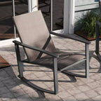 Emma and Oliver Set of 2 Outdoor Rocking Chairs with Flex Comfort Material and Metal Frame