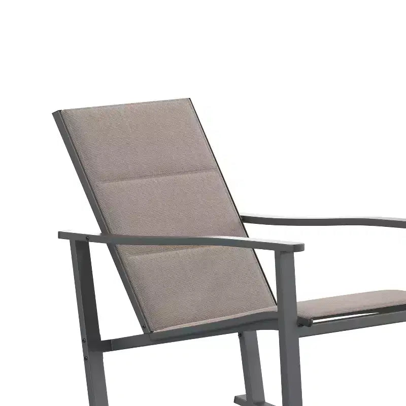 Emma and Oliver Set of 2 Outdoor Rocking Chairs with Flex Comfort Material and Metal Frame