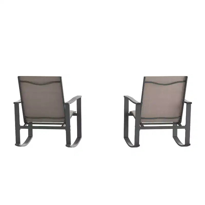 Emma and Oliver Set of 2 Outdoor Rocking Chairs with Flex Comfort Material and Metal Frame