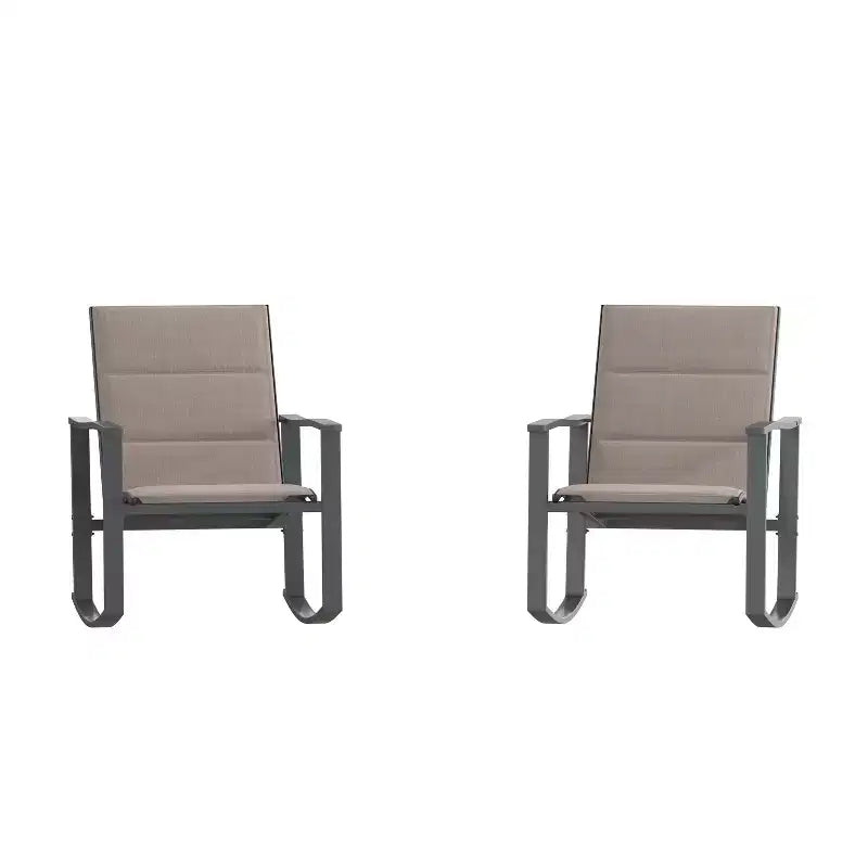 Emma and Oliver Set of 2 Outdoor Rocking Chairs with Flex Comfort Material and Metal Frame