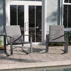 Emma and Oliver Set of 2 Outdoor Rocking Chairs with Flex Comfort Material and Metal Frame