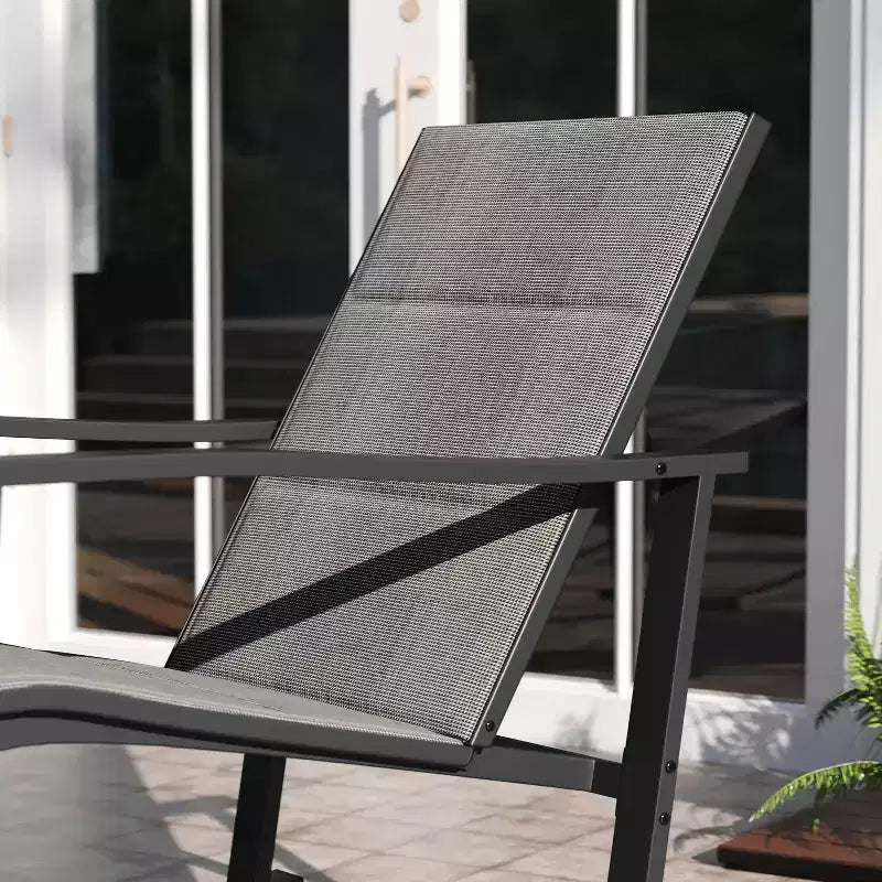Emma and Oliver Set of 2 Outdoor Rocking Chairs with Flex Comfort Material and Metal Frame