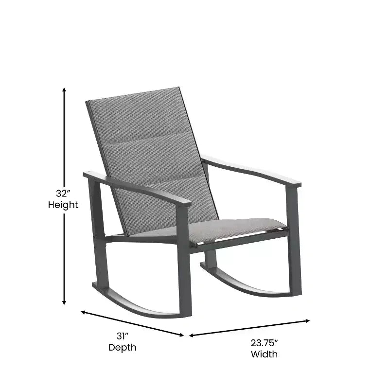Emma and Oliver Set of 2 Outdoor Rocking Chairs with Flex Comfort Material and Metal Frame