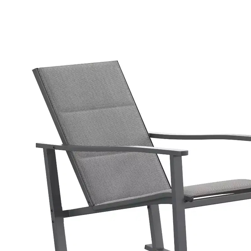 Emma and Oliver Set of 2 Outdoor Rocking Chairs with Flex Comfort Material and Metal Frame
