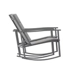 Emma and Oliver Set of 2 Outdoor Rocking Chairs with Flex Comfort Material and Metal Frame
