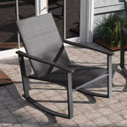 Emma and Oliver Set of 2 Outdoor Rocking Chairs with Flex Comfort Material and Metal Frame