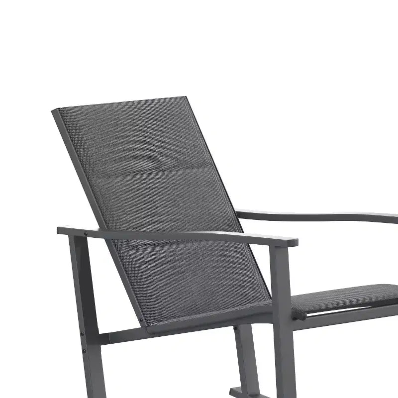 Emma and Oliver Set of 2 Outdoor Rocking Chairs with Flex Comfort Material and Metal Frame