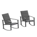 Emma and Oliver Set of 2 Outdoor Rocking Chairs with Flex Comfort Material and Metal Frame