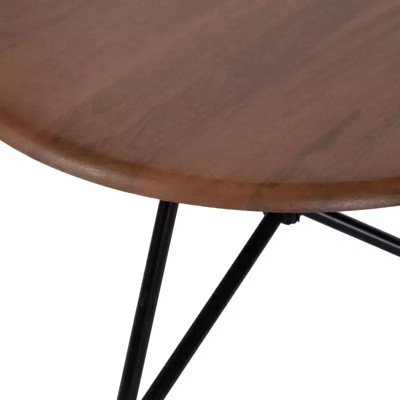 Tavolino da Caffè Rotondo in Legno Kate e Laurel Pallson, 28x28x18, Marrone Noce e Nero