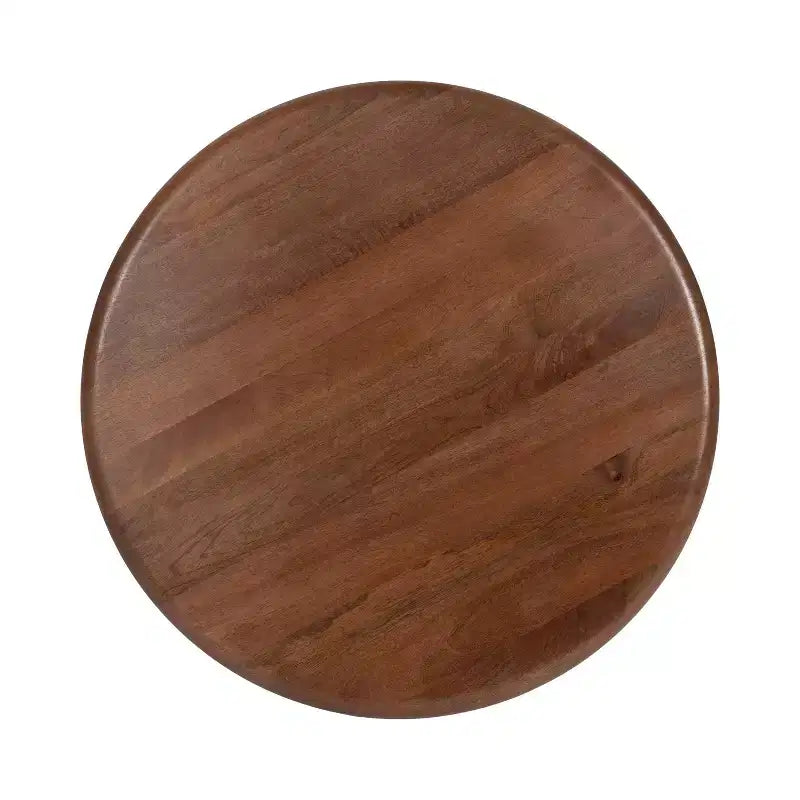 Tavolino da Caffè Rotondo in Legno Kate e Laurel Pallson, 28x28x18, Marrone Noce e Nero