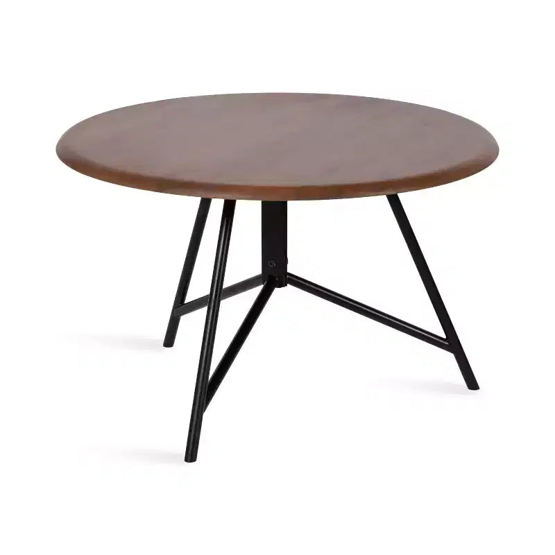 Tavolino da Caffè Rotondo in Legno Kate e Laurel Pallson, 28x28x18, Marrone Noce e Nero