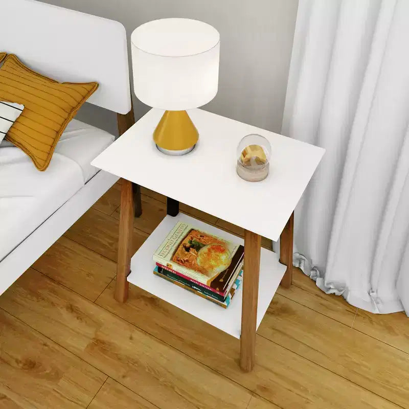 Max & Lily Solid Wood Nightstand, Mid-Century Modern Bedside Table, Side Table for Bedroom