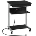 Yaheetech 22in Laptop Computer Table with Power Outlet Black