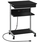 Yaheetech 22in Laptop Computer Table with Power Outlet Black