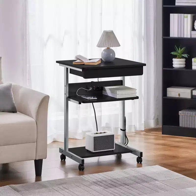 Yaheetech 22in Laptop Computer Table with Power Outlet Black