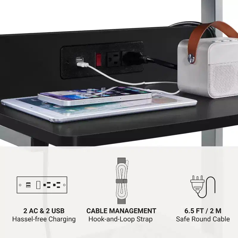 Yaheetech 22in Laptop Computer Table with Power Outlet Black