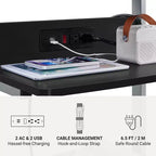 Yaheetech 22in Laptop Computer Table with Power Outlet Black