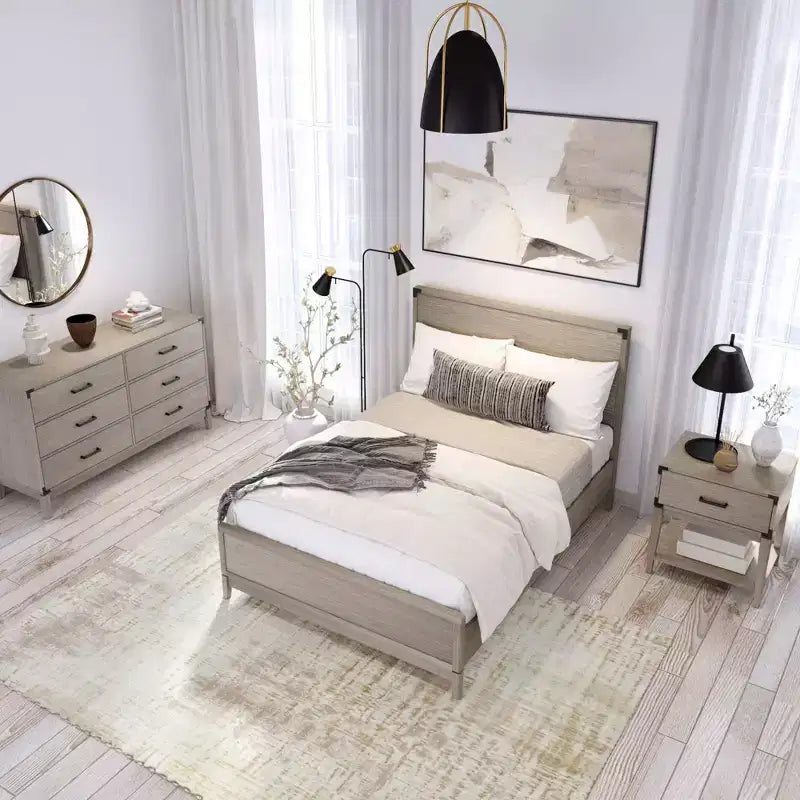 Letto a piattaforma contemporaneo in legno massiccio Plank+Beam a una piazza e mezza