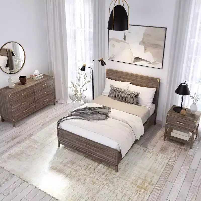 Letto a piattaforma contemporaneo in legno massiccio Plank+Beam a una piazza e mezza