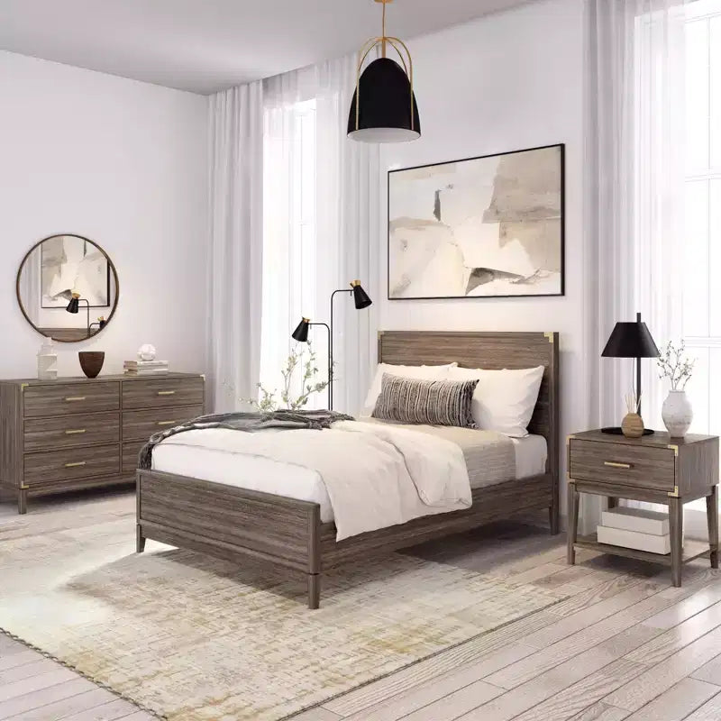Letto a piattaforma contemporaneo in legno massiccio Plank+Beam a una piazza e mezza
