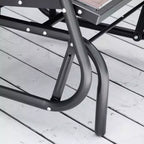 Outsunny 2 Piece Outdoor Glider Chair Set, Swing Chair with Breathable Mesh Fabric, Curved Armrests for Porch, Garden, Poolside, Balcony, Brown