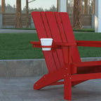 Sedia Adirondack Emma e Oliver con portabicchieri, sedia Adirondack in HDPE resistente alle intemperie