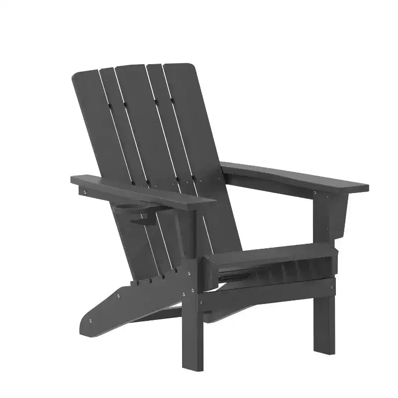Sedia Adirondack Emma e Oliver con portabicchieri, sedia Adirondack in HDPE resistente alle intemperie
