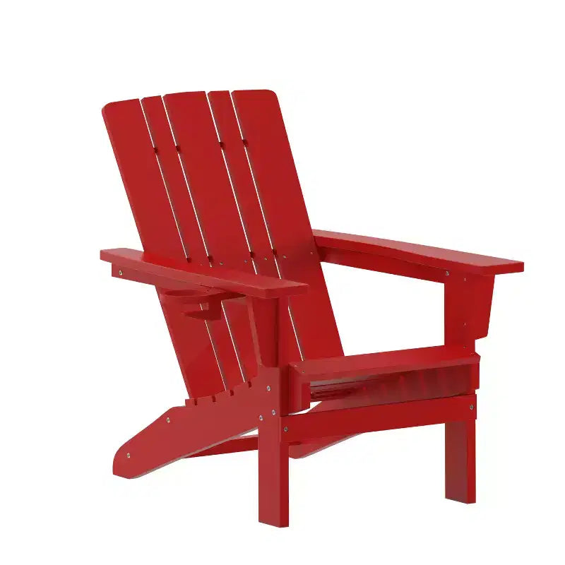 Sedia Adirondack Emma e Oliver con portabicchieri, sedia Adirondack in HDPE resistente alle intemperie