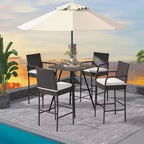 Costway 2PCS Patio PE Wicker Bar Chairs Counter HeightBarstools with Armrests &Cushions