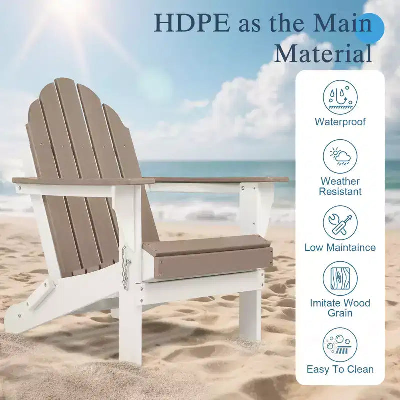 Aoodor HDPE Outdoor All-Weather Folding Adirondack Chair for Patio, Garden, Backyard, Deck Lawn Fire Pit 32'' (L) x 29'' (W) x 37'' (H)