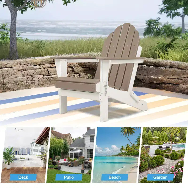 Aoodor HDPE Outdoor All-Weather Folding Adirondack Chair for Patio, Garden, Backyard, Deck Lawn Fire Pit 32'' (L) x 29'' (W) x 37'' (H)