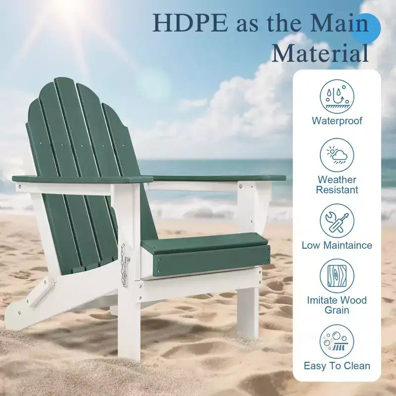 Aoodor HDPE Outdoor All-Weather Folding Adirondack Chair for Patio, Garden, Backyard, Deck Lawn Fire Pit 32'' (L) x 29'' (W) x 37'' (H)