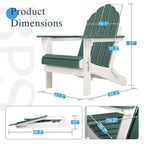 Aoodor HDPE Outdoor All-Weather Folding Adirondack Chair for Patio, Garden, Backyard, Deck Lawn Fire Pit 32'' (L) x 29'' (W) x 37'' (H)
