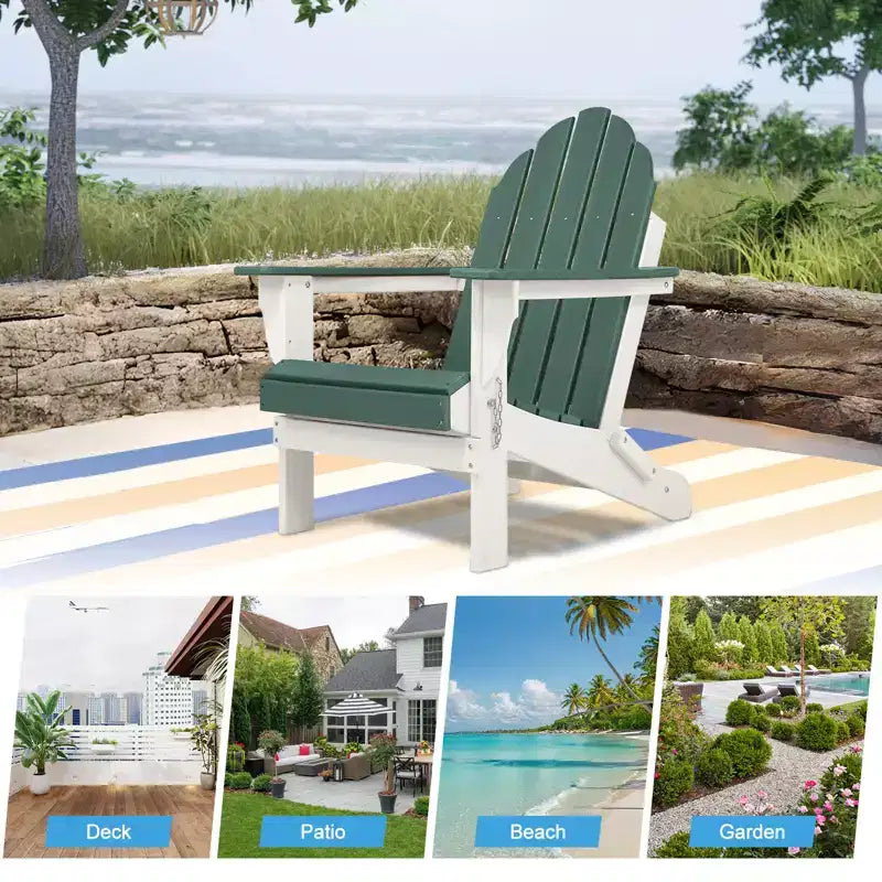 Aoodor HDPE Outdoor All-Weather Folding Adirondack Chair for Patio, Garden, Backyard, Deck Lawn Fire Pit 32'' (L) x 29'' (W) x 37'' (H)