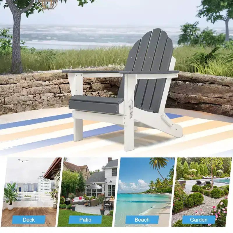 Aoodor HDPE Outdoor All-Weather Folding Adirondack Chair for Patio, Garden, Backyard, Deck Lawn Fire Pit 32'' (L) x 29'' (W) x 37'' (H)