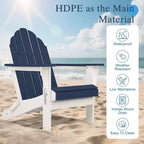 Aoodor HDPE Outdoor All-Weather Folding Adirondack Chair for Patio, Garden, Backyard, Deck Lawn Fire Pit 32'' (L) x 29'' (W) x 37'' (H)