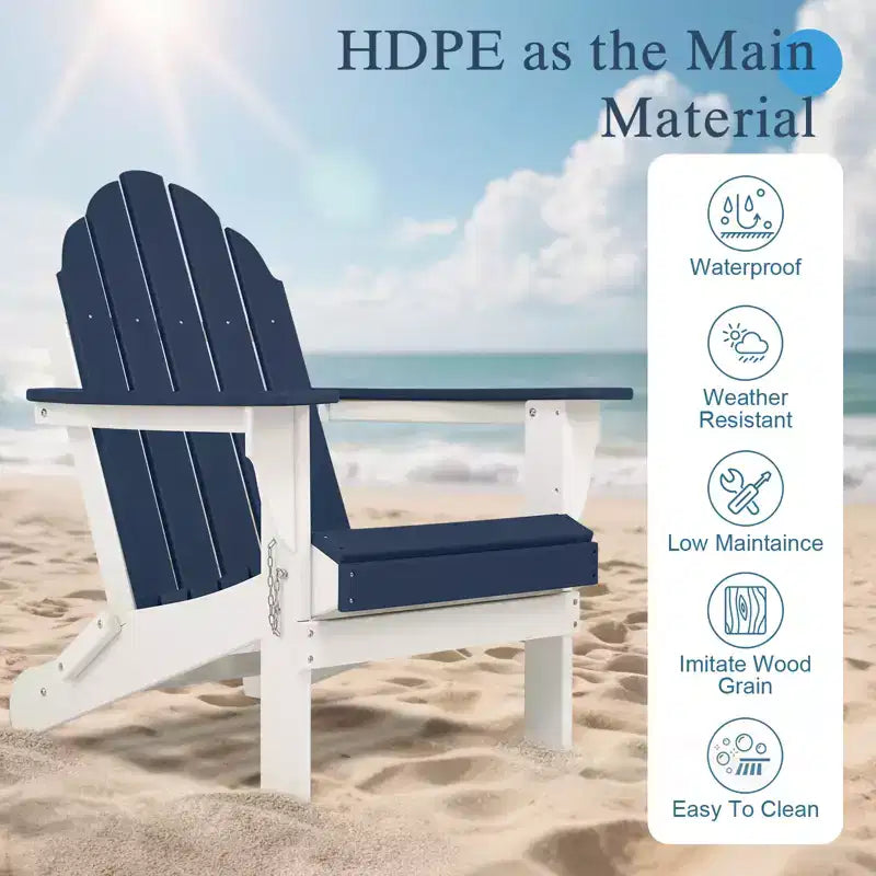 Aoodor HDPE Outdoor All-Weather Folding Adirondack Chair for Patio, Garden, Backyard, Deck Lawn Fire Pit 32'' (L) x 29'' (W) x 37'' (H)