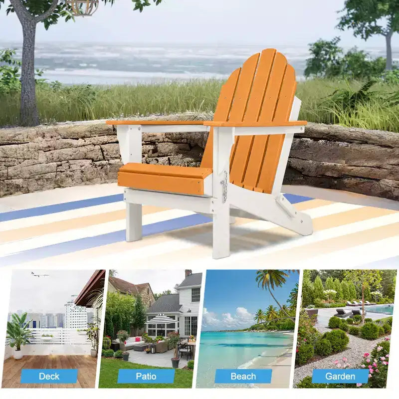 Aoodor HDPE Outdoor All-Weather Folding Adirondack Chair for Patio, Garden, Backyard, Deck Lawn Fire Pit 32'' (L) x 29'' (W) x 37'' (H)